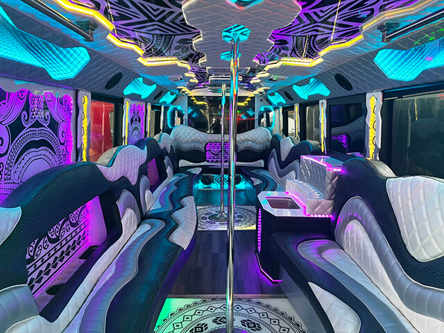 unique interior of party bus