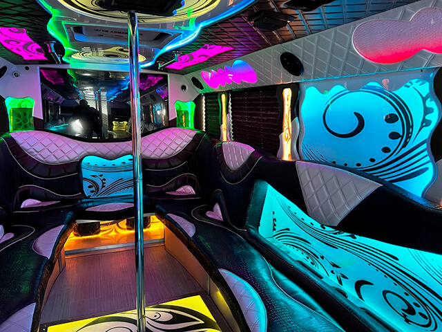 30 passenger party buses interiors