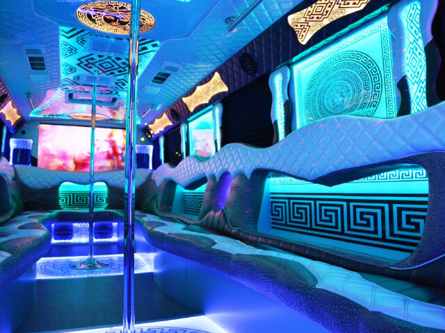 limo bus leather seating