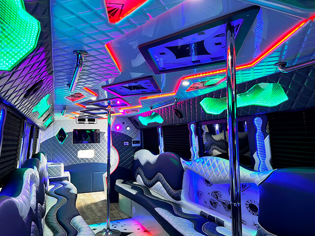 interior 36 passenger party bus