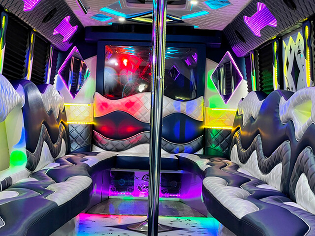 large party bus interior