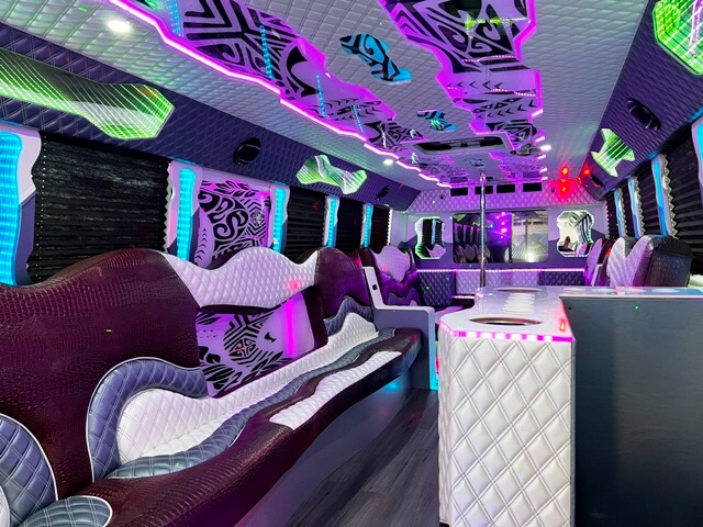 40 passenger party bus interior