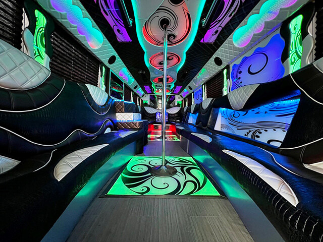 30 passenger party bus interior